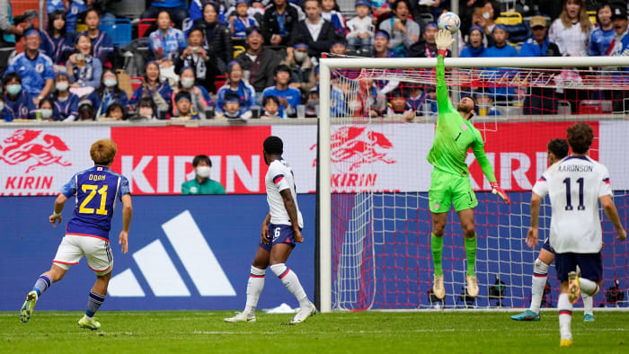 Matt Turner makes a save for the USMNT vs. Japan